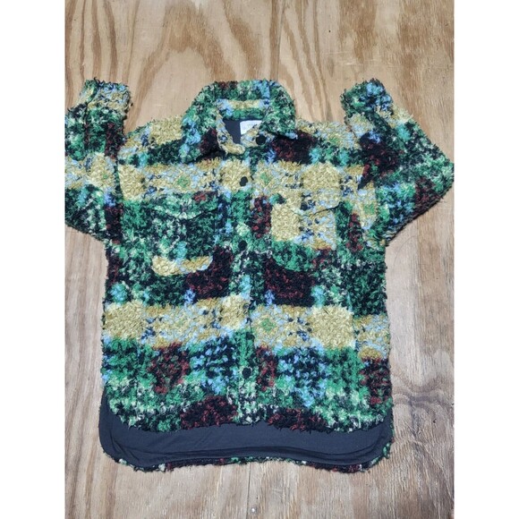 Urban Outfitters Women XS Teddy Coat Jacket Sherpa Button Pockets Multicolor - Picture 2 of 9